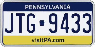 PA license plate JTG9433