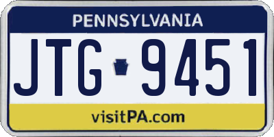PA license plate JTG9451