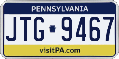 PA license plate JTG9467