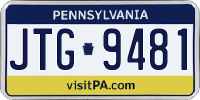 PA license plate JTG9481