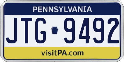 PA license plate JTG9492