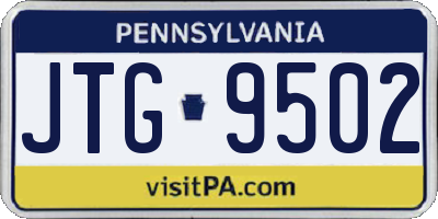 PA license plate JTG9502