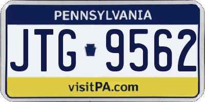 PA license plate JTG9562