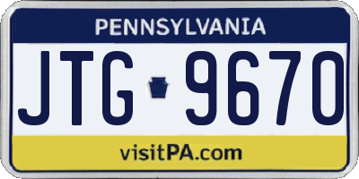 PA license plate JTG9670