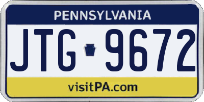 PA license plate JTG9672
