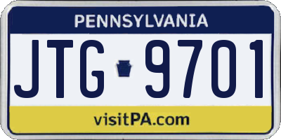 PA license plate JTG9701