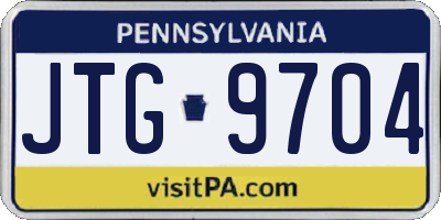 PA license plate JTG9704