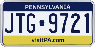 PA license plate JTG9721