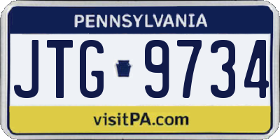 PA license plate JTG9734