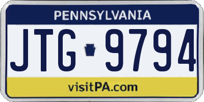 PA license plate JTG9794