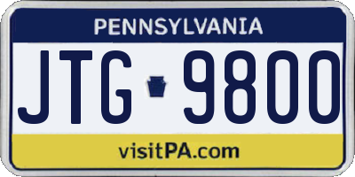 PA license plate JTG9800