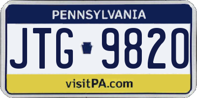 PA license plate JTG9820