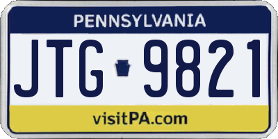 PA license plate JTG9821