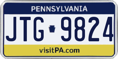 PA license plate JTG9824