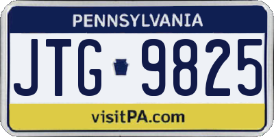 PA license plate JTG9825