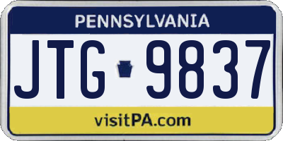PA license plate JTG9837