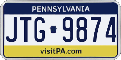 PA license plate JTG9874