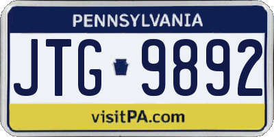 PA license plate JTG9892
