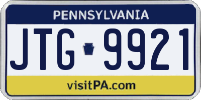 PA license plate JTG9921