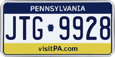PA license plate JTG9928