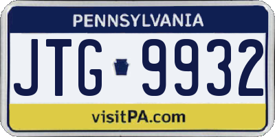 PA license plate JTG9932