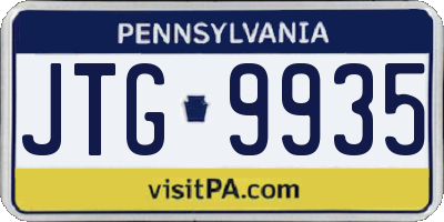 PA license plate JTG9935