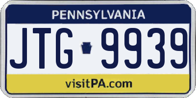 PA license plate JTG9939