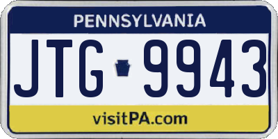 PA license plate JTG9943