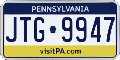 PA license plate JTG9947