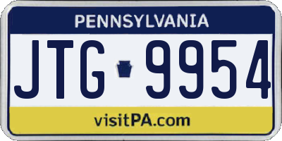 PA license plate JTG9954