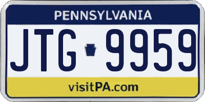PA license plate JTG9959