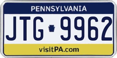 PA license plate JTG9962