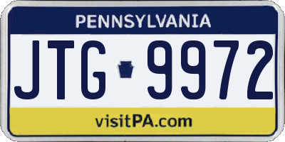 PA license plate JTG9972