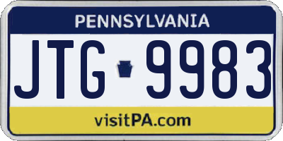 PA license plate JTG9983