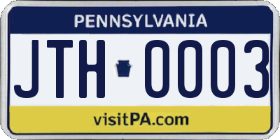 PA license plate JTH0003