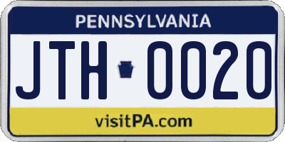 PA license plate JTH0020