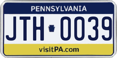 PA license plate JTH0039
