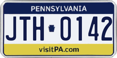 PA license plate JTH0142