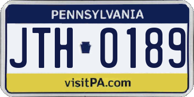 PA license plate JTH0189