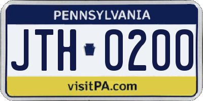 PA license plate JTH0200