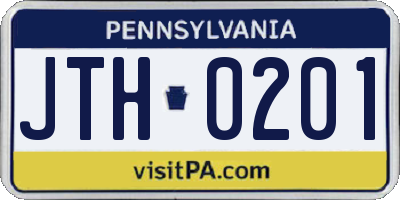 PA license plate JTH0201