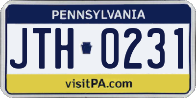 PA license plate JTH0231