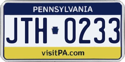 PA license plate JTH0233