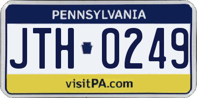 PA license plate JTH0249