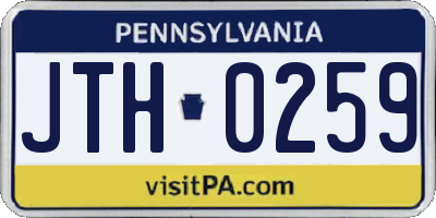 PA license plate JTH0259