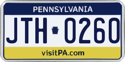 PA license plate JTH0260
