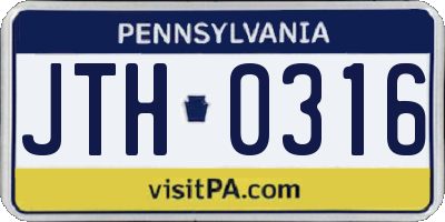 PA license plate JTH0316