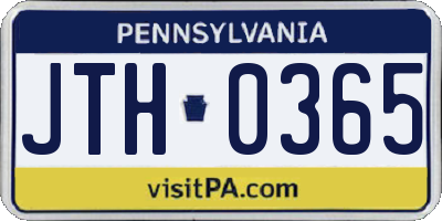 PA license plate JTH0365