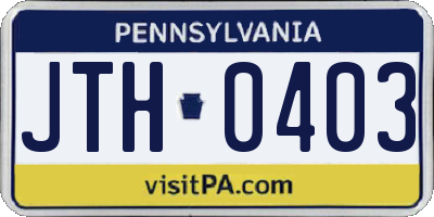 PA license plate JTH0403