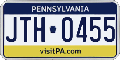 PA license plate JTH0455